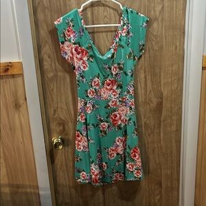 Mint Floral Dress with open back